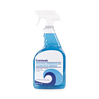 Boardwalk® Industrial Strength Glass Cleaner with Ammonia, 32 oz Trigger Spray Bottle, 12/Carton Cleaners & Detergents-Glass Cleaner - Office Ready