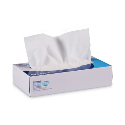 Boardwalk® Facial Tissue, 2-Ply, White, Flat Box, 100 Sheets/Box, 30 Boxes/Carton Tissues-Facial - Office Ready