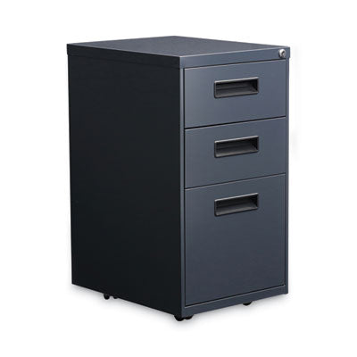 Alera® File Pedestal, Left or Right, 3-Drawers: Box/Box/File, Legal/Letter, Charcoal, 14.96