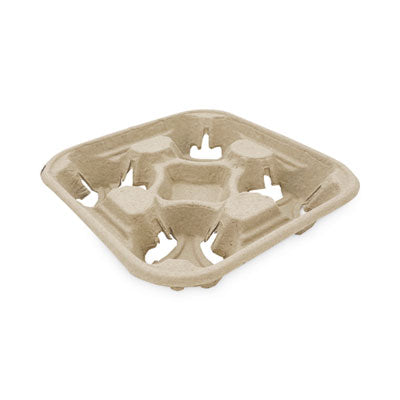 Boardwalk® Cup Carrier Tray, 8 oz to 32 oz, Four Cups, Kraft, 300/Carton Cup Trays-Four Cup - Office Ready