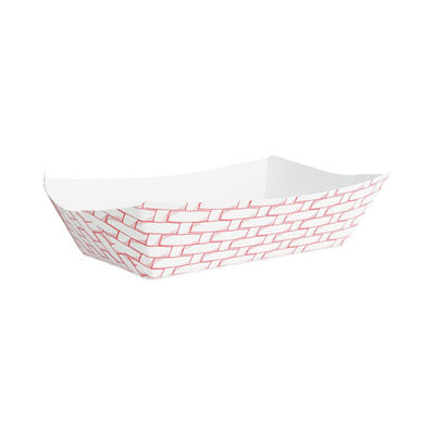 Boardwalk® Paper Food Baskets, 5 lb Capacity, Red/White, 500/Carton Food Containers-Takeout - Office Ready