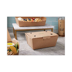 Pactiv Evergreen EarthChoice® Tamper Evident OneBox® Paper Box, 6.54 x 4.5 x 3.25, Kraft, 160/Carton