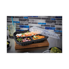Pactiv Evergreen EarthChoice® Entrée2Go™ Takeout Container, 3-Compartment, 48 oz, 11.75 x 8.75 x 2.13, Black, 200/Carton