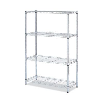 Alera® Light-Duty Residential Wire Shelving Kit, Four-Shelf, 36w x 14d x 54h, Silver Shelving Units-Multiuse Shelving-Open - Office Ready