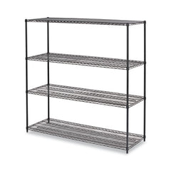 Alera® Black Anthracite Plus Wire Shelving Kit, 4 Shelves, 72" x 24" x 72", Black Anthracite Plus