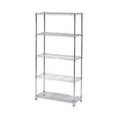 Alera® Light-Duty Residential Wire Shelving Kit, Five-Shelf, 36w x 14d x 72h, Silver