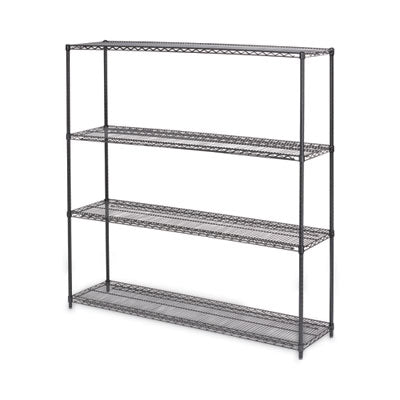Alera® Black Anthracite Plus Wire Shelving Kit, 4 Shelves, 72