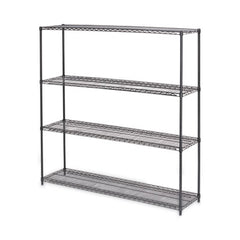 Alera® Black Anthracite Plus Wire Shelving Kit, 4 Shelves, 72" x 18" x 72", Black Anthracite Plus