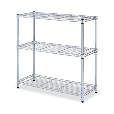 Alera® Light-Duty Residential Wire Shelving Kit, Three-Shelf, 36w x 14d x 36h, Silver Shelving Units-Multiuse Shelving-Open - Office Ready