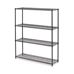 Alera® Black Anthracite Plus Wire Shelving Kit, 4-Shelf, 60 x 18 x 72, Black Anthracite Plus