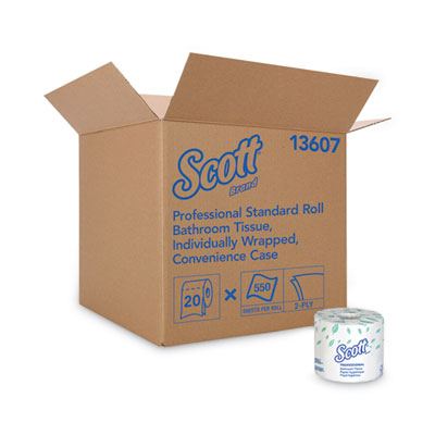 Scott® Essential Standard Roll Bathroom Tissue, Convenience Carton, 2 Ply, White, 550 Sheets/Roll, 20 Rolls/Carton Tissues-Bath Regular Roll - Office Ready