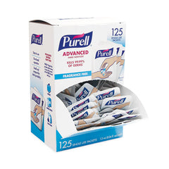 PURELL® Advanced Hand Sanitizer Single Use, 1.2 mL, Packet, Fragrance-Free, 125/Box