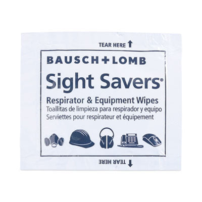 Bausch & Lomb Sight Savers® Respirator and Equipment Wipes, Cloth, 5 x 8, 100/Box Towels & Wipes-Delicate Task Wipe - Office Ready
