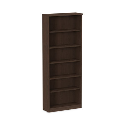 Alera® Valencia™ Series Bookcase, Six-Shelf, 31.75w x 14d x 80.25h, Espresso Bookcases-Shelf Bookcase - Office Ready