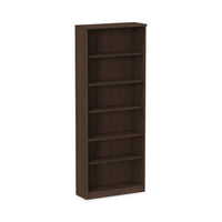 Alera® Valencia™ Series Bookcase, Six-Shelf, 31.75w x 14d x 80.25h, Espresso Bookcases-Shelf Bookcase - Office Ready