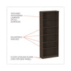 Alera® Valencia™ Series Bookcase, Six-Shelf, 31.75w x 14d x 80.25h, Espresso Bookcases-Shelf Bookcase - Office Ready