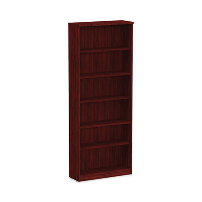 Alera® Valencia™ Series Bookcase, Six-Shelf, 31.75w x 14d x 80.25h, Mahogany Bookcases-Shelf Bookcase - Office Ready