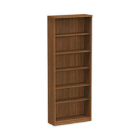 Alera® Valencia™ Series Bookcase, Six-Shelf, 31.75w x 14d x 80.25h, Modern Walnut Shelf Bookcases - Office Ready