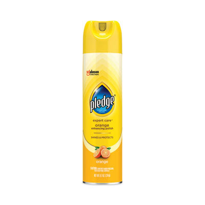 Pledge® Furniture Polish, Orange Clean Scent, 9.7 oz Aerosol Spray Cleaners & Detergents-Wood Polish/Cleaner - Office Ready