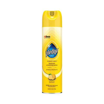 Pledge® Furniture Polish, Lemon, 9.7 oz Aerosol Spray Cleaners & Detergents-Wood Polish/Cleaner - Office Ready