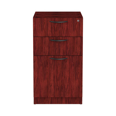 Alera® Valencia™ Series Box/Box/File Full Pedestal File, Left/Right, 3-Drawers: Box/Box/File, Legal/Letter, Mahogany, 15.63