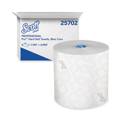 Scott® Pro Hard Roll Paper Towels with Elevated Scott Design for Scott® Pro Dispensers, Blue Core Only, 1150 ft Roll, 6 Rolls/Carton Towels & Wipes-Hardwound Paper Towel Roll - Office Ready