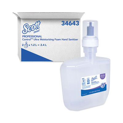 Scott® Super Moisturizing Foam Hand Sanitizer, 1,200 mL Cassette, Unscented, 2/Carton Hand Sanitizer Refills, Moisturizing Foam - Office Ready
