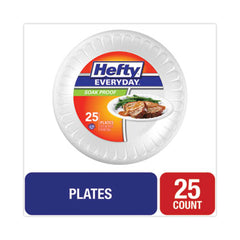 Hefty® Soak Proof Tableware, Foam Plates, 10.25" dia, White, 25/Pack