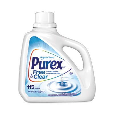 Purex® Free and Clear Liquid Laundry Detergent, Unscented, 150 oz Bottle, 4/Carton Cleaners & Detergents-Laundry Detergent - Office Ready