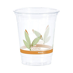 Dart® Bare® Eco-Forward® RPET Cold Cups, 12 oz to 14 oz, Leaf Design, Clear, Squat, 50/Pack