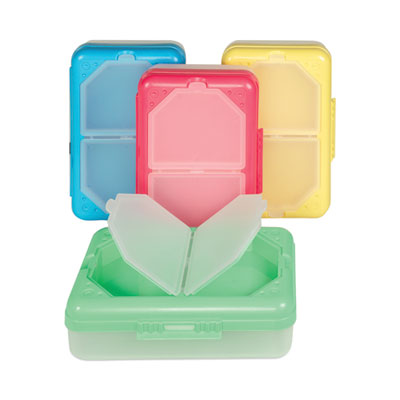 C-Line® Storage Box, 5.43 x 8.25 x 2.43, Seafoam Green, Seaside Blue, Sunset Red, Sunny Yellow, 12/Carton Pencil Pouches & Boxes - Office Ready