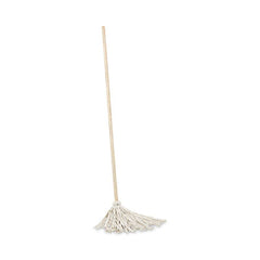 Boardwalk® Handle/Deck Mops, #12 White Cotton Head, 48" Natural Wood Handle, 6/Pack