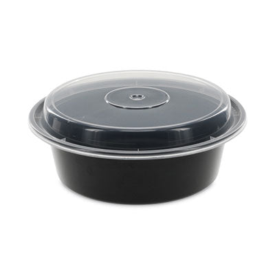 Pactiv Evergreen Newspring® VERSAtainer® Microwavable Containers, 32 oz, 7 Diameter x 2 h, Black/Clear, Plastic, 150/Carton Takeout Food Containers - Office Ready