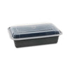 Pactiv Evergreen Newspring® VERSAtainer® Microwavable Containers, 38 oz, 6 x 8.5 x 2, Black/Clear, Plastic, 150/Carton Takeout Food Containers - Office Ready