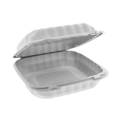Pactiv Evergreen EarthChoice® SmartLock® Microwavable MFPP Hinged Lid Container, 8.31 x 8.35 x 3.1, White, Plastic, 200/Carton