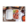 Pactiv Evergreen EarthChoice® SmartLock® Microwavable MFPP Hinged Lid Container, 2-Compartment, 9 x 6 x 3, White, Plastic, 270/Carton Takeout Food Containers - Office Ready