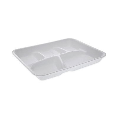 Pactiv Evergreen Foam School Trays, 5-Compartment, 8.25 x 10.5 x 1, White, 500/Carton Dinnerware-Compartment/Meal Tray, Foam - Office Ready