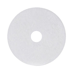Boardwalk® Polishing Floor Pads, 17" Diameter, White, 5/Carton
