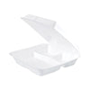 Dart® Insulated Foam Hinged Lid Containers, 3-Compartment, 9.3 x 9.5 x 3, White, 200/Pack, 2 Packs/Carton Food Containers-Takeout - Office Ready