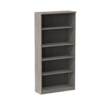 Alera® Valencia™ Series Bookcase, Five-Shelf, 31.75w x 14d x 64.75h, Gray Bookcases-Shelf Bookcase - Office Ready