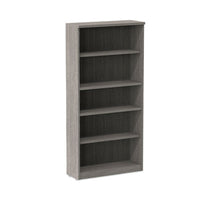 Alera® Valencia™ Series Bookcase, Five-Shelf, 31.75w x 14d x 64.75h, Gray Bookcases-Shelf Bookcase - Office Ready