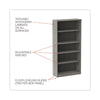 Alera® Valencia™ Series Bookcase, Five-Shelf, 31.75w x 14d x 64.75h, Gray Bookcases-Shelf Bookcase - Office Ready