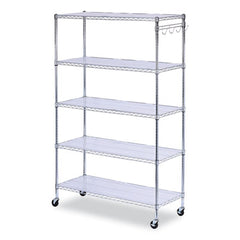 Alera® 5-Shelf Wire Shelving Kit with Casters & Shelf Liners, 48w x 18d x 72h, Silver