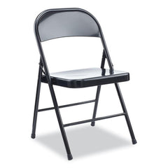 Alera® Armless Steel Folding Chair, Supports Up to 275 lb, Black, 4/Carton