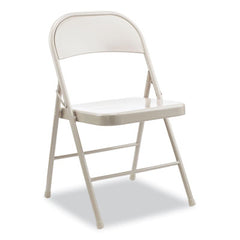 Alera® Armless Steel Folding Chair, Supports Up to 275 lb, Taupe, 4/Carton
