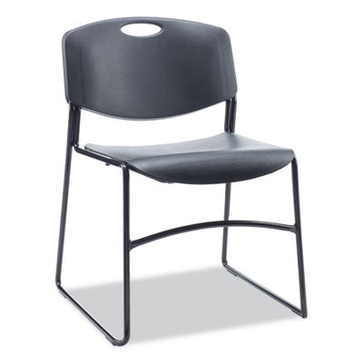 Alera® Resin Stacking Chair, Supports Up to 275 lb, Black Seat/Back, Black Base, 4/Carton Chairs/Stools-Folding & Nesting Chairs - Office Ready