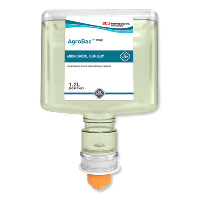 SC Johnson Professional® AgroBac™ Pure Foaming Hand Soap, Unscented, 1.2 L Refill, 3/Carton Foam Soap Refills, Antimicrobial - Office Ready