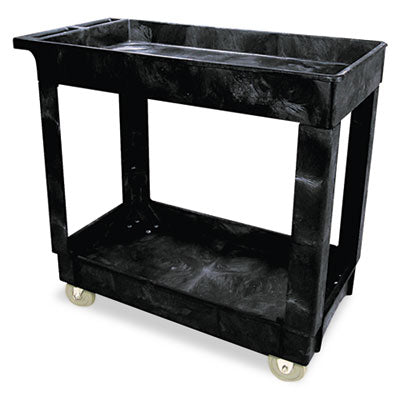 Rubbermaid® Commercial Service/Utility Carts, Two-Shelf, 34.13w x 17.38d x 32.38h, Black Carts & Stands-Maintenance Cart - Office Ready