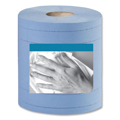 Tork® Industrial Paper Wiper, 4-Ply, 11 x 15.75, Unscented, Blue, 375 Wipes/Roll, 2 Rolls/Carton Disposable Dry Wipes - Office Ready