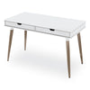 Workspace by Alera® Scandinavian Writing Desk, 47.24" x 23.62" x 29.53", White/Beigewood Desks-Desk Tables - Office Ready